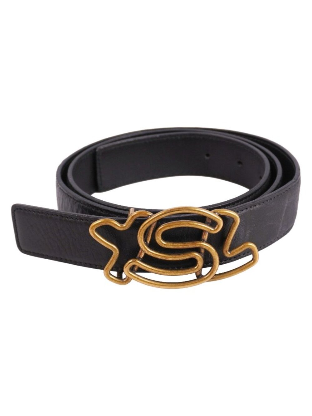 Saint Laurent Belt Leather YSL Logo Buckle 85 Black